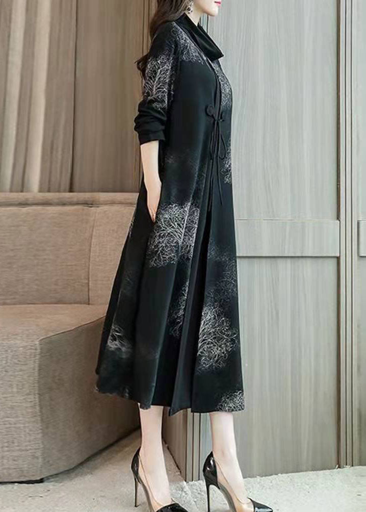 Damen schwarze Drucke Feiner Mantel für Frauen Fotografie Low High Design Kapuzenmantel