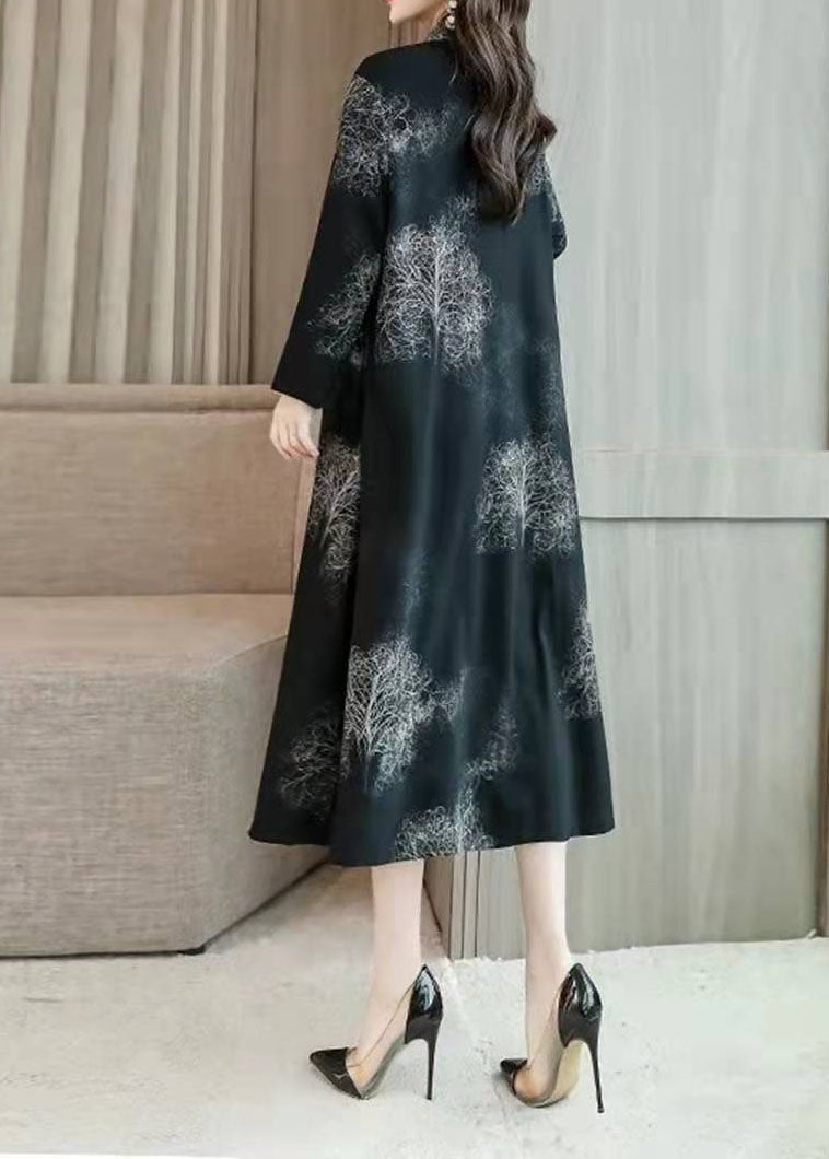 Damen schwarze Drucke Feiner Mantel für Frauen Fotografie Low High Design Kapuzenmantel