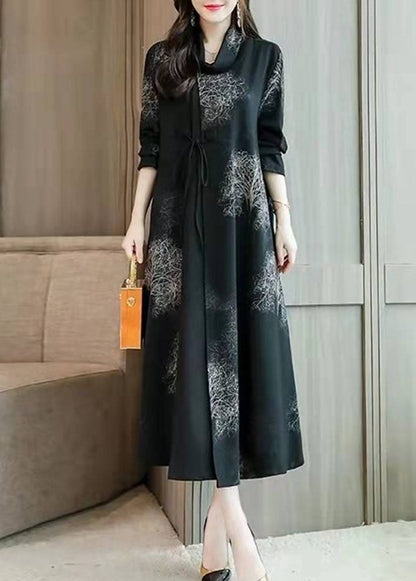 Damen schwarze Drucke Feiner Mantel für Frauen Fotografie Low High Design Kapuzenmantel