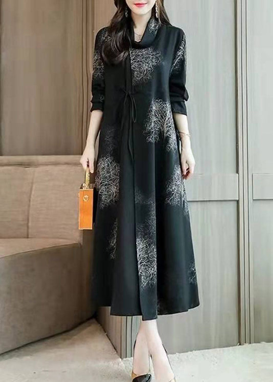 Damen schwarze Drucke Feiner Mantel für Frauen Fotografie Low High Design Kapuzenmantel