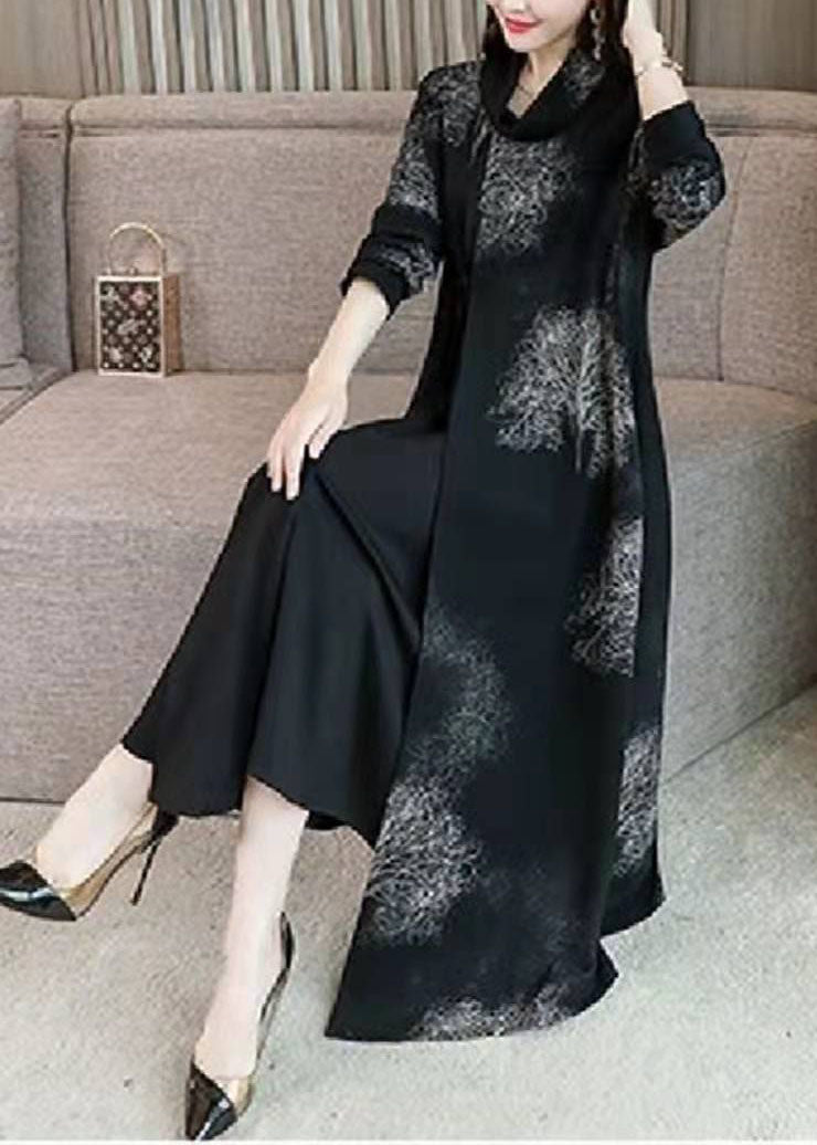 Damen schwarze Drucke Feiner Mantel für Frauen Fotografie Low High Design Kapuzenmantel