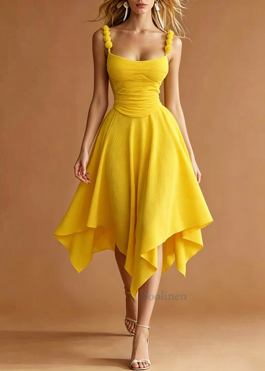 Yellow Cotton Cami Dress Asymmetrical Exra Large Hem Summer