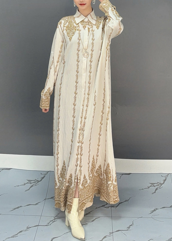 Yellow Long Shirts Dress Peter Pan Collar Lantern Sleeve