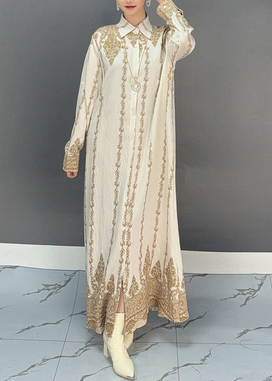 Yellow Long Shirts Dress Peter Pan Collar Lantern Sleeve