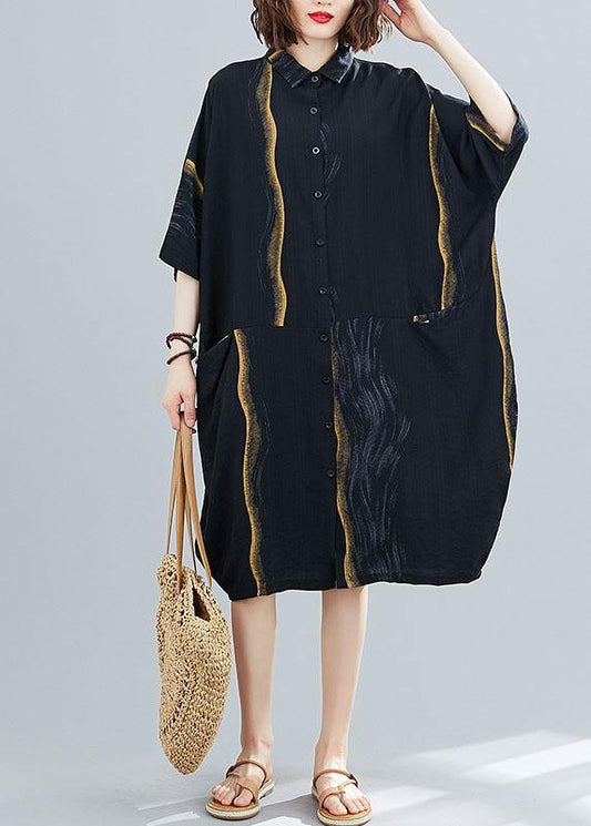 Yellow Peter Pan Collar Button Summer Party Dresses Half Sleeve - SooLinen