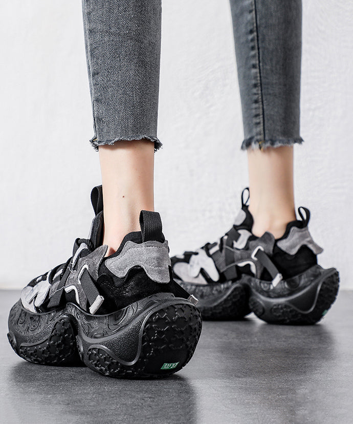 Zapatos de plataforma amarillos de gamuza informales con cordones