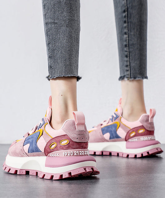 Zapatos deportivos con plataforma de ante amarillo, cómodos y con cordones