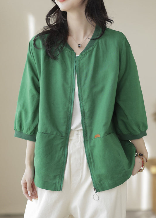 Abrigos finos de lino con bolsillos amarillos y cremallera de patchwork con mangas de pulsera