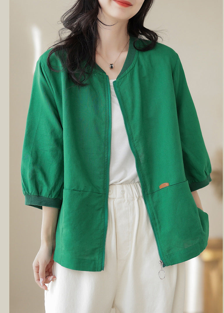 Abrigos finos de lino con bolsillos amarillos y cremallera de patchwork con mangas de pulsera