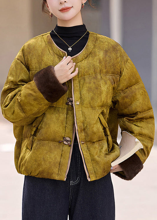 Gelbe Batik-Daunenjacken, Oversized-Winter