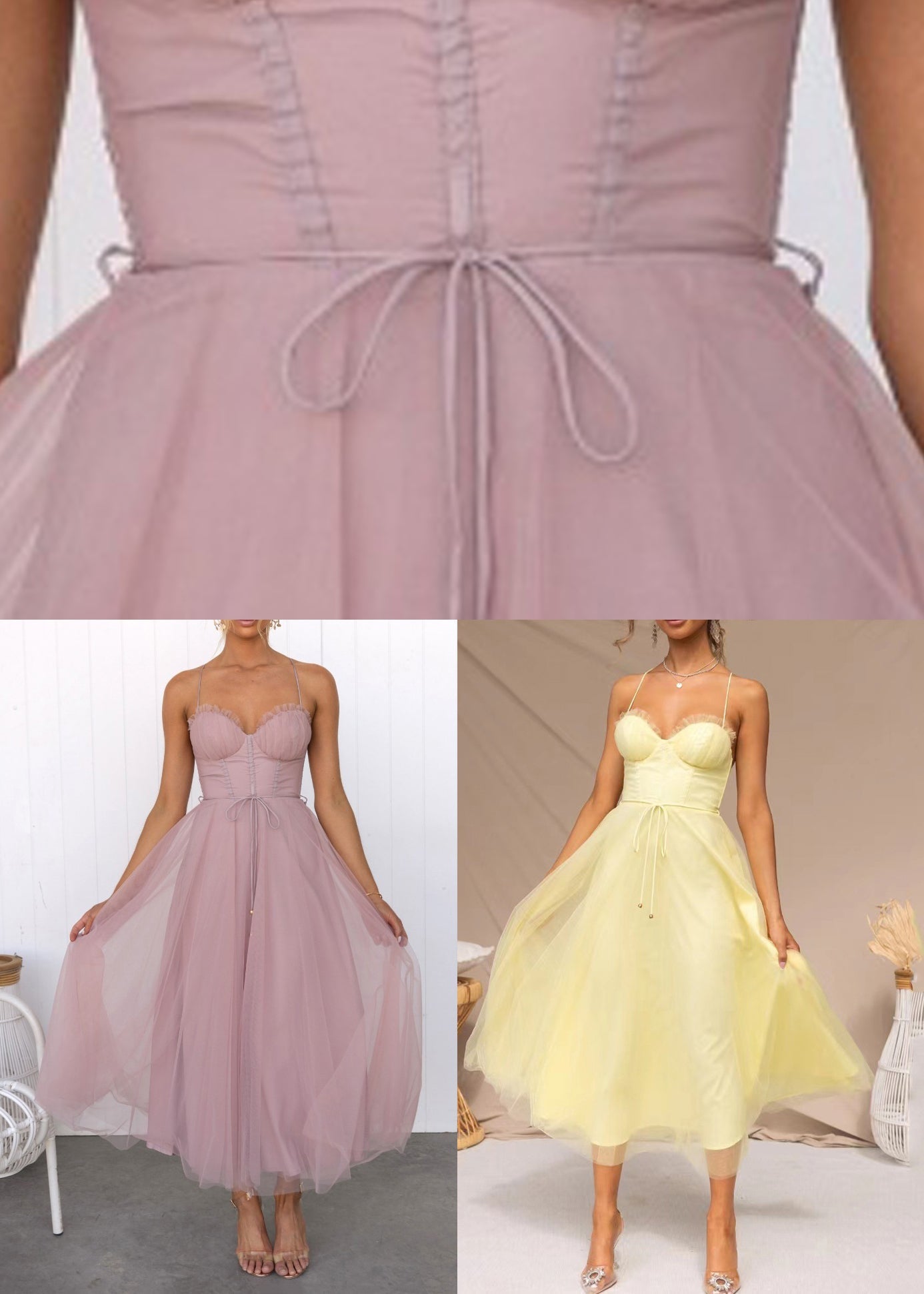 Yellow Tunic Tulle Tulle Maxi Spaghetti Strap Dress Summer