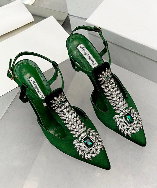 Gelb Zirkon Boutique Spleißen Stiletto Sandalen Spitzschuh Aushöhlen