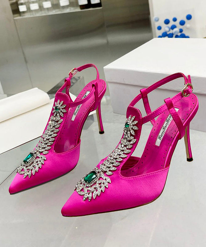 Gelb Zirkon Boutique Spleißen Stiletto Sandalen Spitzschuh Aushöhlen
