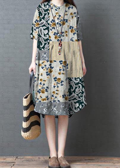 Französisch gestreiftes Baumwoll-Leinen-Tunika-Oberteil Tutorials schwarzes Kleid Sommer