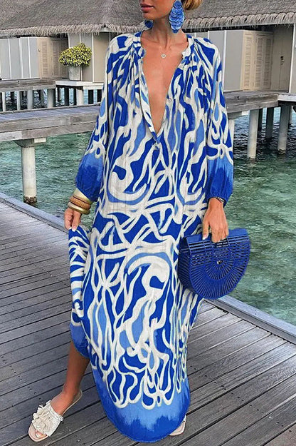 ABSTRACT BUTTON SHIRT DRESS