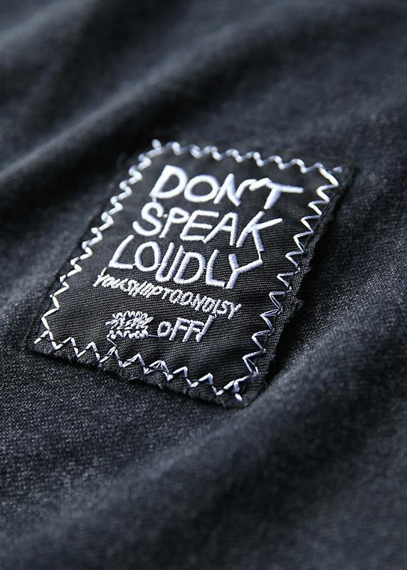 autumn black women alphabet vintage cotton casual sport suit - SooLinen