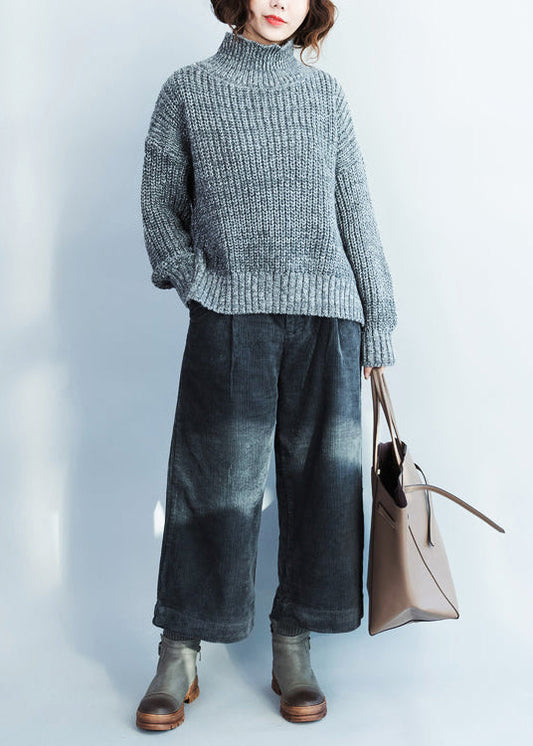 Herbst schwarze lässige Cordhose Vintage Haremshose