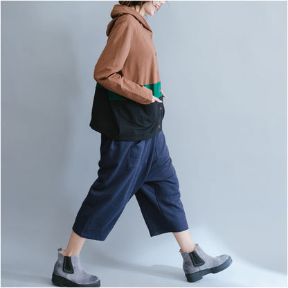 Herbstmode Patchwork Schokolade Baumwollmantel lose klobige Strickjacken Oberbekleidung