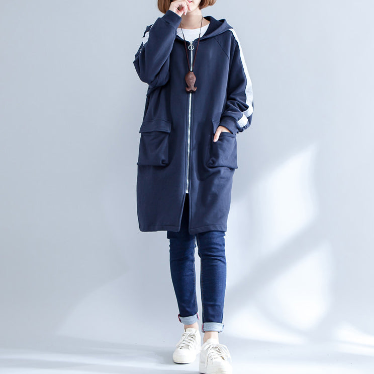 Herbst Marine Casual Sportmantel Baumwolle Plus Size Fit Reißverschluss Oberbekleidung