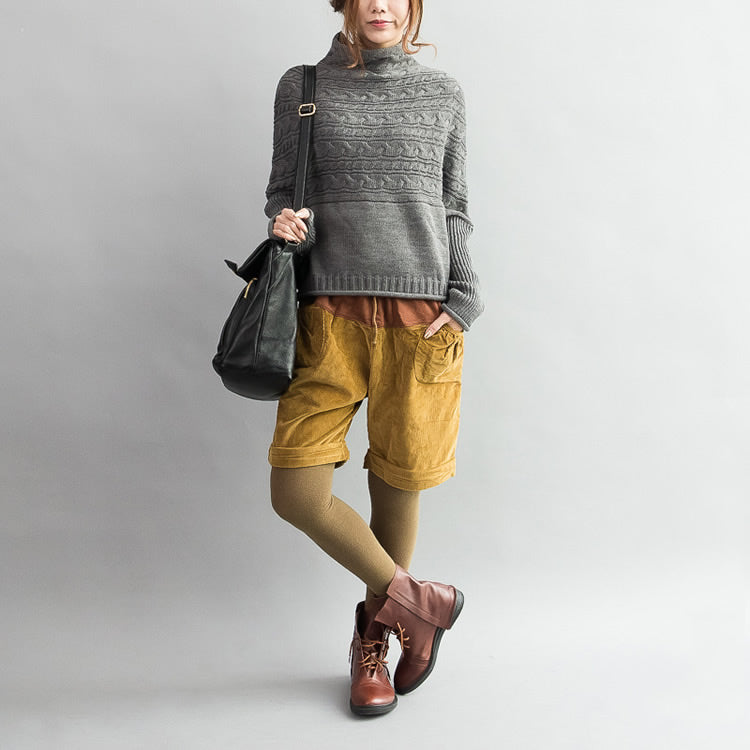 Herbst dicke graue Wollpullover mit Zopfmuster, klobige Oversize-Strickoberteile in lässiger, warmer Optik