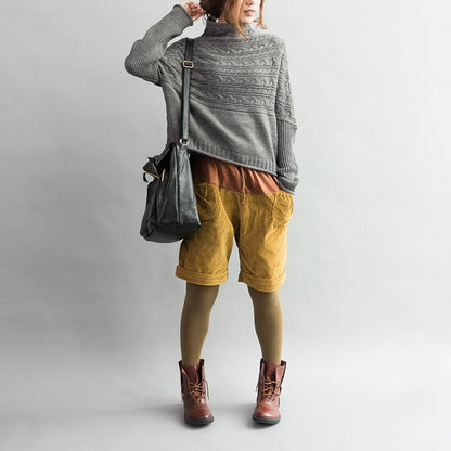 Herbst dicke graue Wollpullover mit Zopfmuster, klobige Oversize-Strickoberteile in lässiger, warmer Optik