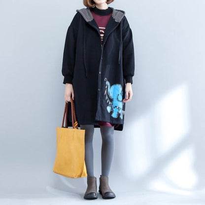 Herbst winter neue dicke baumwolle mäntel plus größe casual mit kapuze pritns strickjacken