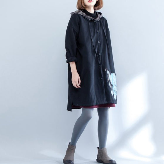 Herbst winter neue dicke baumwolle mäntel plus größe casual mit kapuze pritns strickjacken