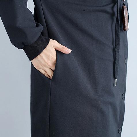 Herbst frauen druckt schwarz baumwolle strickjacke oversize mode fit kapuze graben