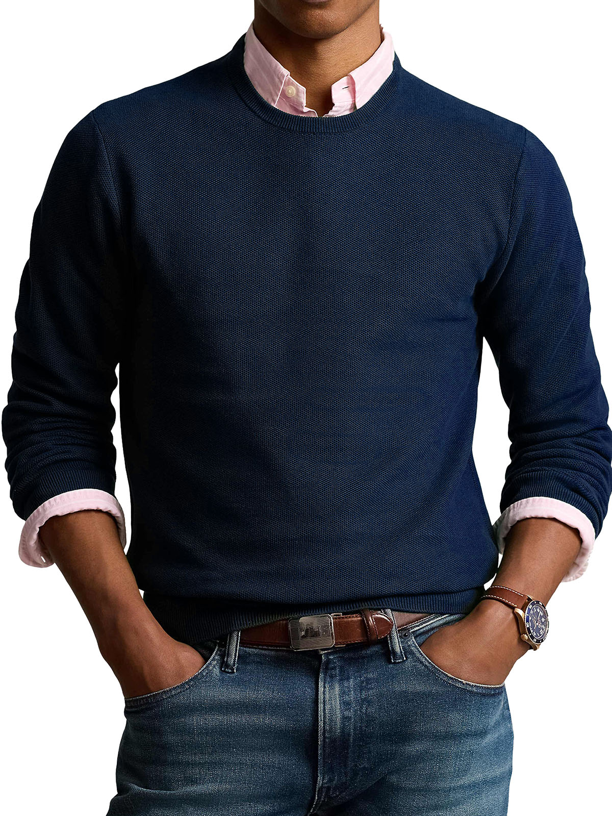 Men's Fashionable Retro Round Neck Long Sleeve Sweater