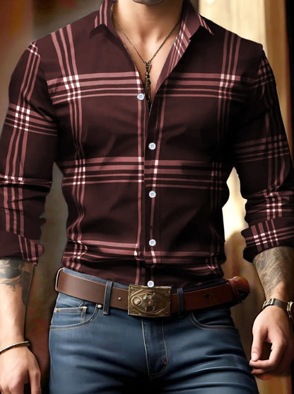 Men's Business Checkered Print Shirt