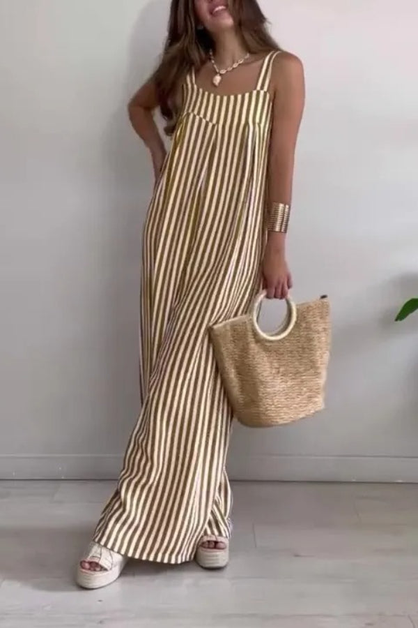 Women's Loose Casual Striped Jumpsuit