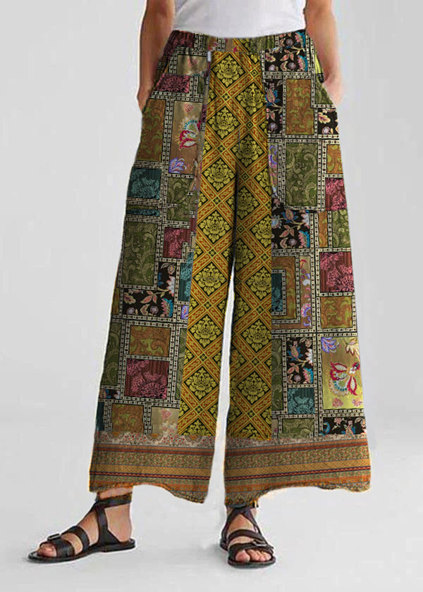 Lockere Freizeithose aus Baumwollleinen mit weitem Bein