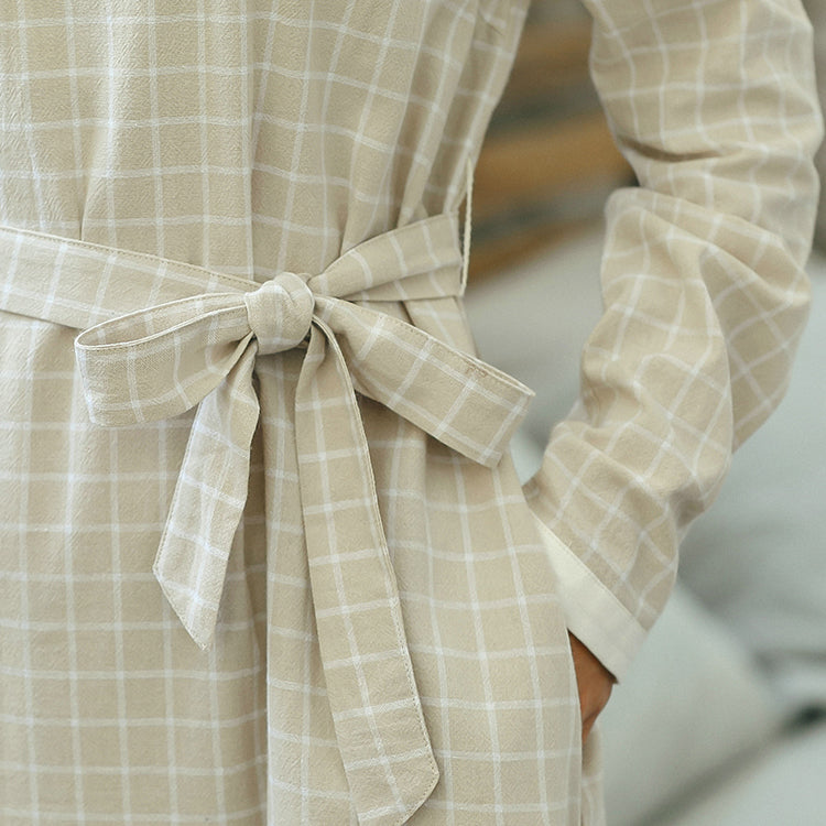 Baggy Plaid Plus Size Umlegekragen A-Linie Röcke Kleid 2018 Taillenbund Herbstkleid
