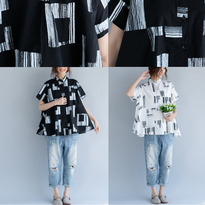 Baggy-Tops aus reiner Baumwolle in Schwarz, trendige Maxi-T-Shirts aus Leinen in Übergröße, Boutique-Stand, kurzärmelige, gestreifte Kleidungsoberteile