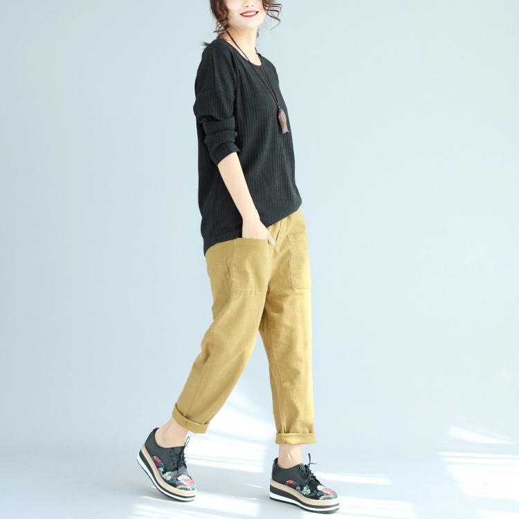 Baggy lockerer Winterwollpullover schwarz fit Langarm Strickpullover