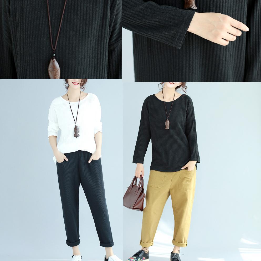 Baggy lockerer Winterwollpullover schwarz fit Langarm Strickpullover