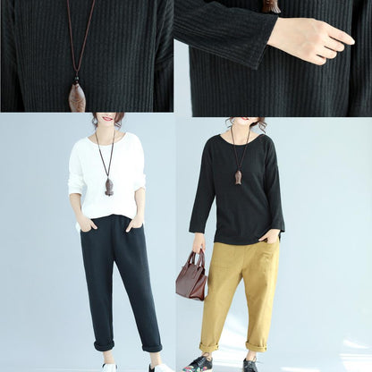 Baggy lockerer Winterwollpullover schwarz fit Langarm Strickpullover