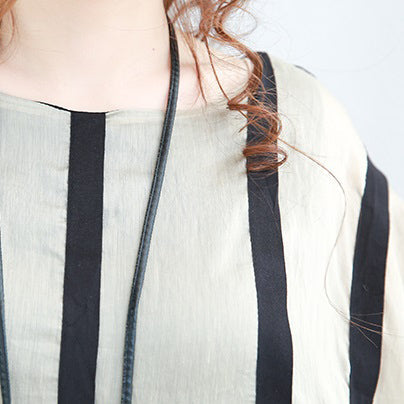 Baggy gestreifte Chiffon-Kaftane übergroßes asymmetrisches Chiffon-Kleid im Vintage-Stil mit Rundhalsausschnitt