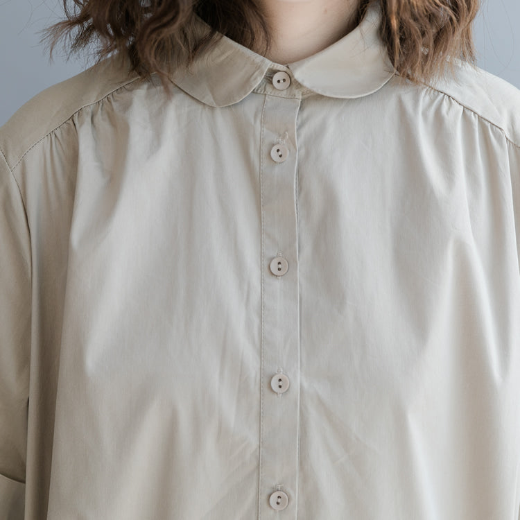 Baggy-Kleid aus weißer Baumwollmischung, übergroßes Freizeitkleid, Vintage, kurze Ärmel, Taschen, Umlegekragen, Baggy-Kleider, Baumwollmischung, Kleidungskleider