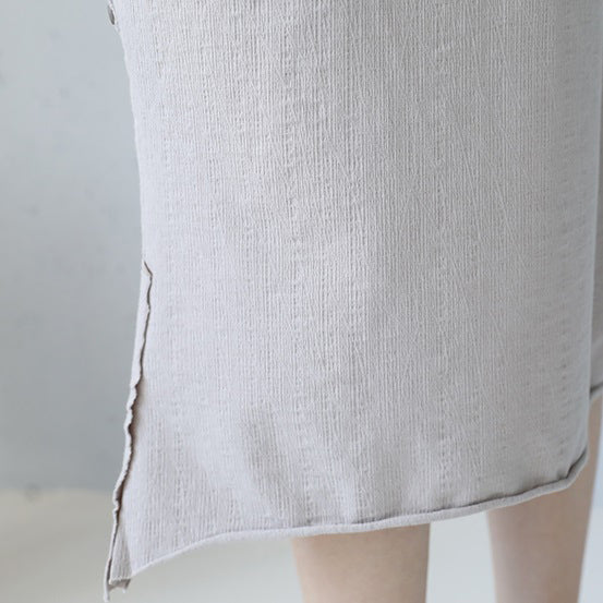 Baggy-Kleid aus weißer Naturbaumwolle, übergroßes Baumwollkleidungskleid, lässiges Kurzarm-Baumwollkleid mit Rundhalsausschnitt
