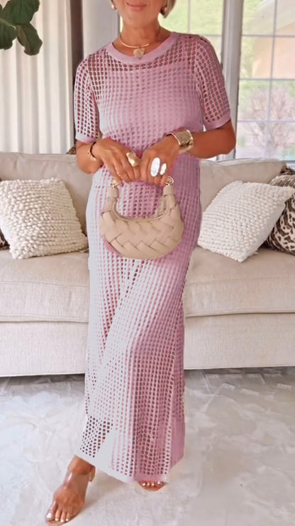 Women’s Round Neck Hollow Air Quality Two-Piece Dress