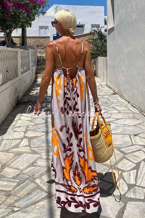 Ethnic Print Loose Cami Maxi Dress