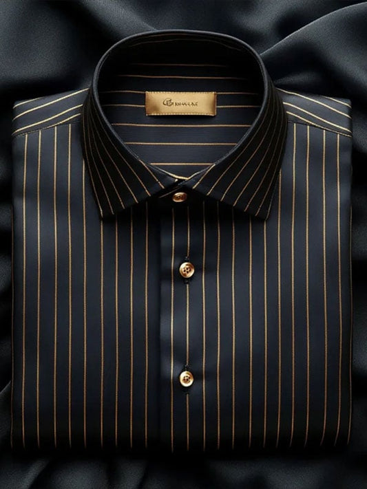 Men's Light Luxury Business Striped Print Shirt