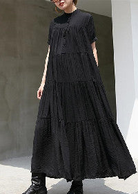 schwarzes langes Baumwollkleid Patchwork-Kaftane in Übergröße 2018 Kurzarm-Baumwollkaftane