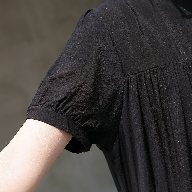 schwarzes langes Baumwollkleid Patchwork-Kaftane in Übergröße 2018 Kurzarm-Baumwollkaftane