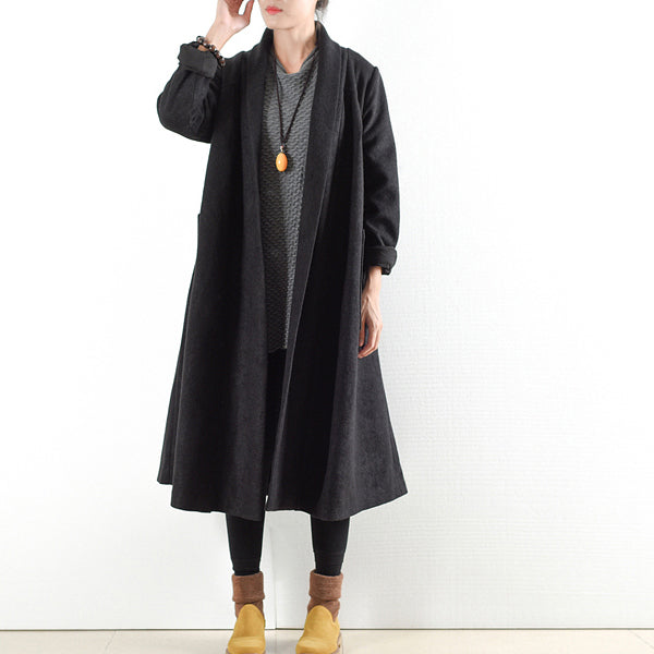 schwarze warme Wollmäntel Outwear 2024 Winter-Outfits Oversize-Jacken lang