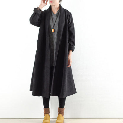 schwarze warme Wollmäntel Outwear 2024 Winter-Outfits Oversize-Jacken lang