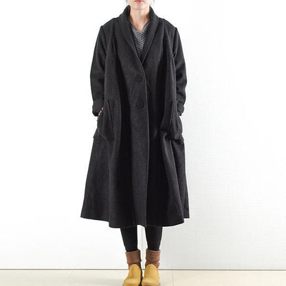 schwarze warme Wollmäntel Outwear 2024 Winter-Outfits Oversize-Jacken lang