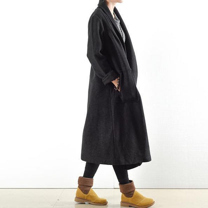 schwarze warme Wollmäntel Outwear 2024 Winter-Outfits Oversize-Jacken lang