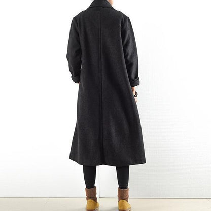 schwarze warme Wollmäntel Outwear 2024 Winter-Outfits Oversize-Jacken lang